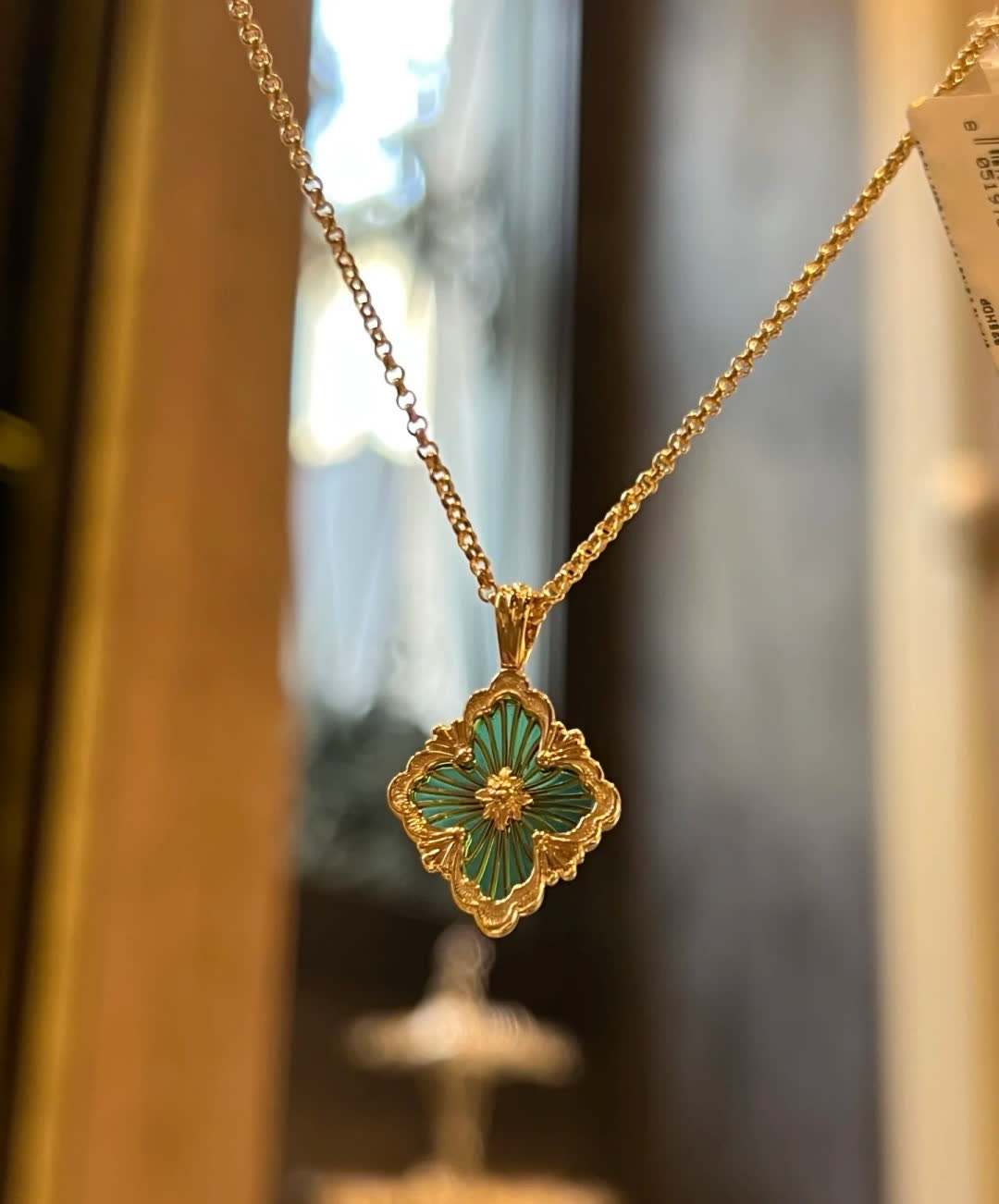 Van Cleef & Arpels Muccellati Gold-Plated Enamel Clover Flower Necklace